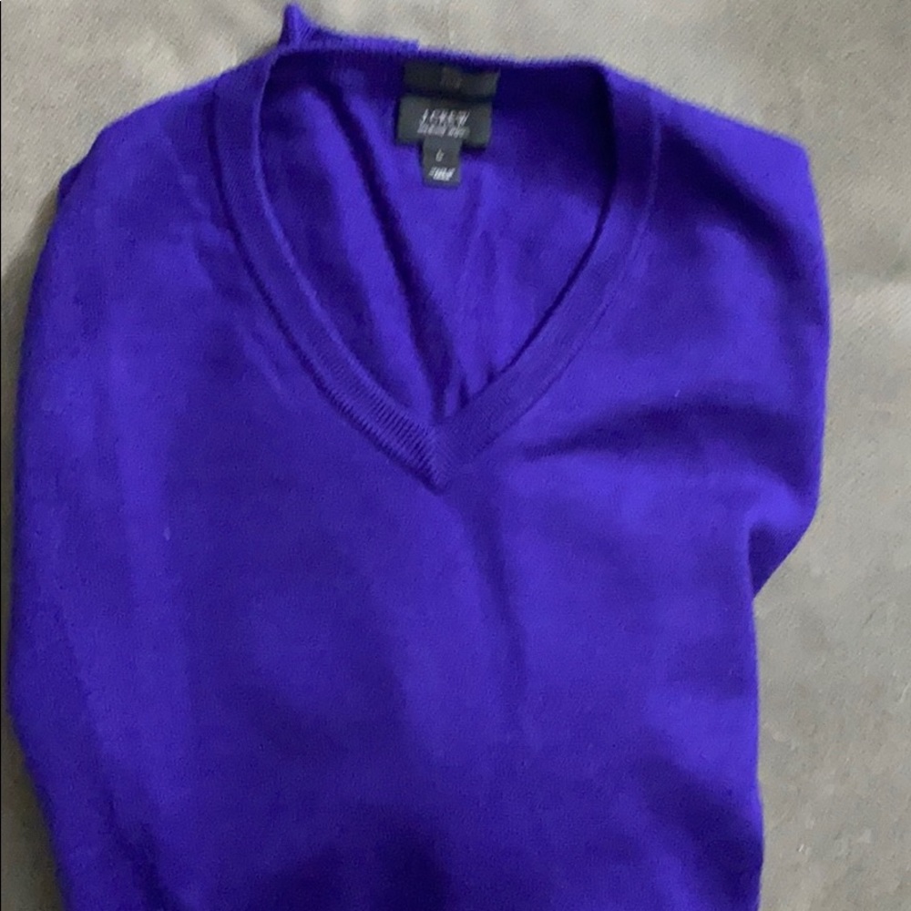 J Crew Merino Wool V Neck Merino Wool Sweater Sz L